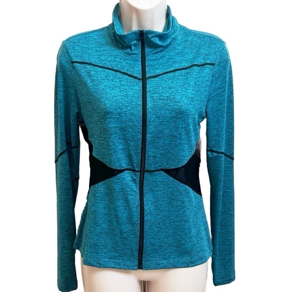NEW SHEIN Full Zip Lightweight Athletic Jacket Teal Blue Black Medium Stretchy